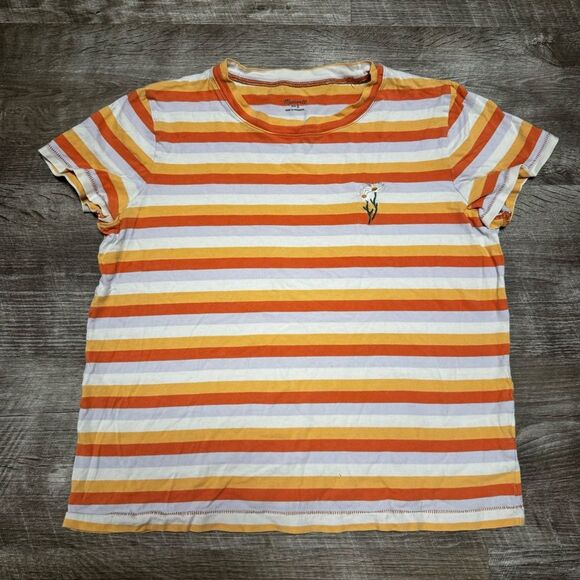 Madewell Daisy Embroidered Short Sleeve Striped Shirt Size Small - Picture 1 of 7